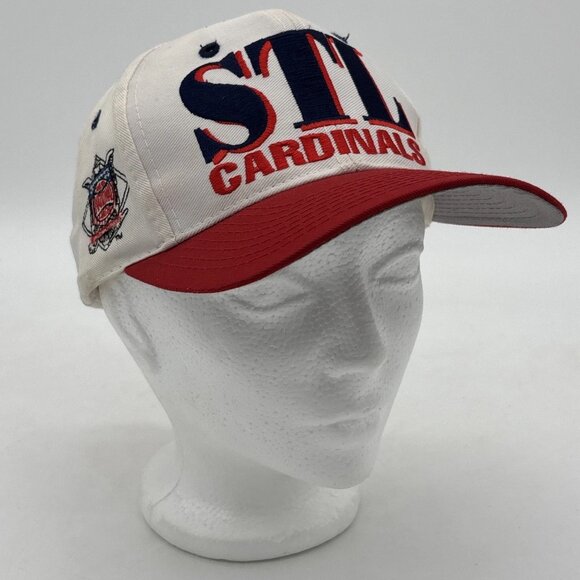 Vintage 90s St Louis Cardinals Snapback MLB Logo 7 White Hat Cap Spell Out - Picture 2 of 11